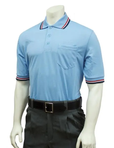 Performance Mesh Umpire Short Sleeve Shirt - Powder Blue With Red 1 Performance Mesh Umpire Short Sleeve Shirt - Powder Blue With Red