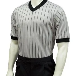 Basketball Body-Flex Men's Grey Referee Shirt With Pinstripes