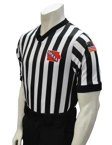 IHSAA Basketball Body-Flex Men's Referee Shirt With Side Panels 1 IHSAA Basketball Body-Flex Men's Referee Shirt With Side Panels