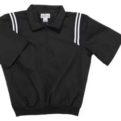 1/2 Sleeve Pullover Jacket W/ Half Zipper - Black With White