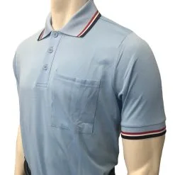 NEW Traditional Body-Flex Umpire Short Sleeve Shirt - Powder Blue/Red